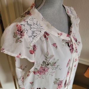 Sheer Floral Lace Blouse XL